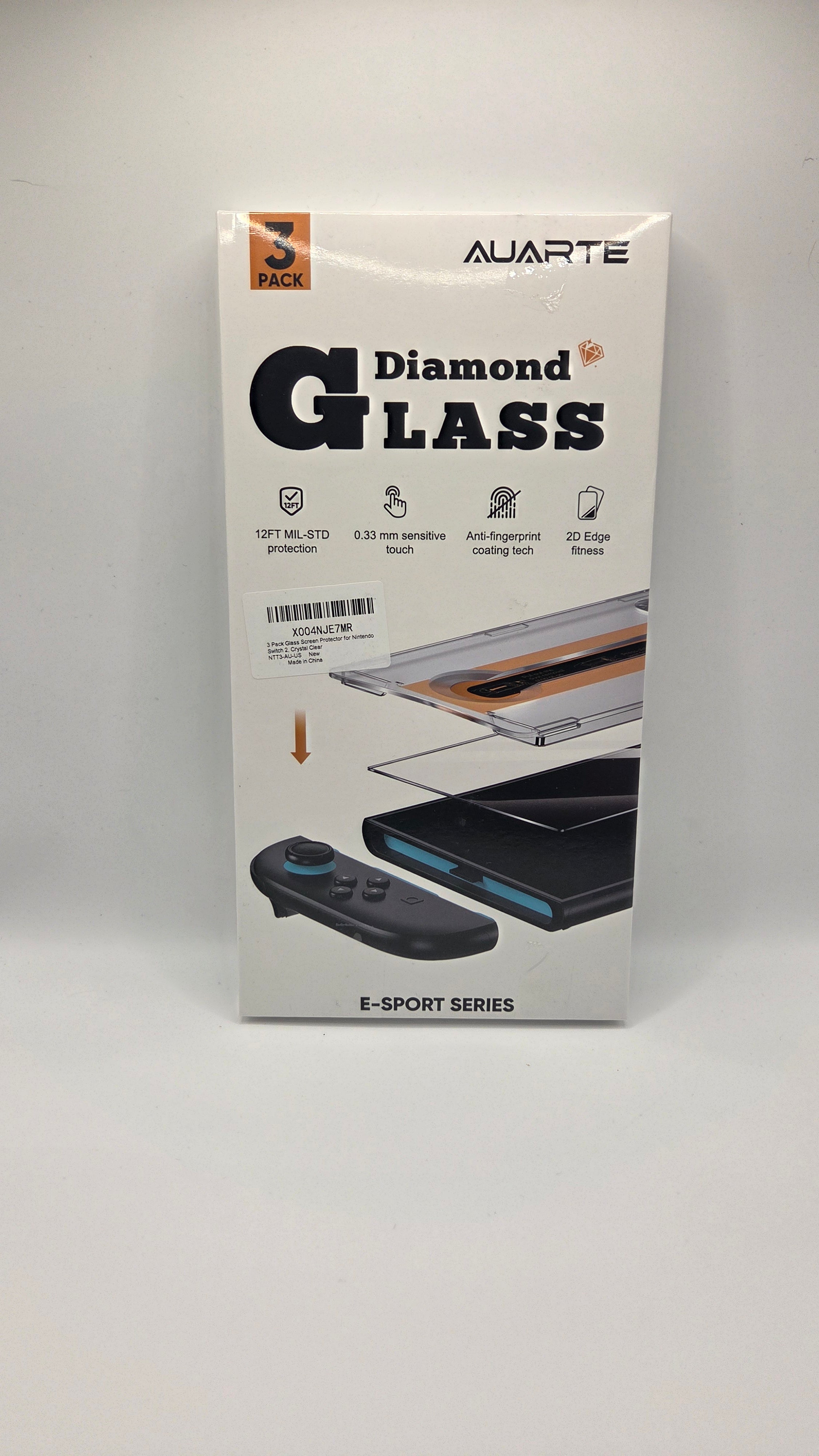 Auarte Diamond Glass 3-Pack Glass Screen Protector for Nintendo Switch 2